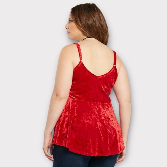 Torrid Crushed Velvet Peplum Tank Top Women 1X 14-16 Holiday Christmas Party - Picture 2 of 8